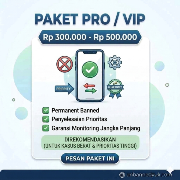 SPAM BANNED PRO VIP Optimasi Unbanned WhatsApp Spam Banned-Paket Pro / VIP