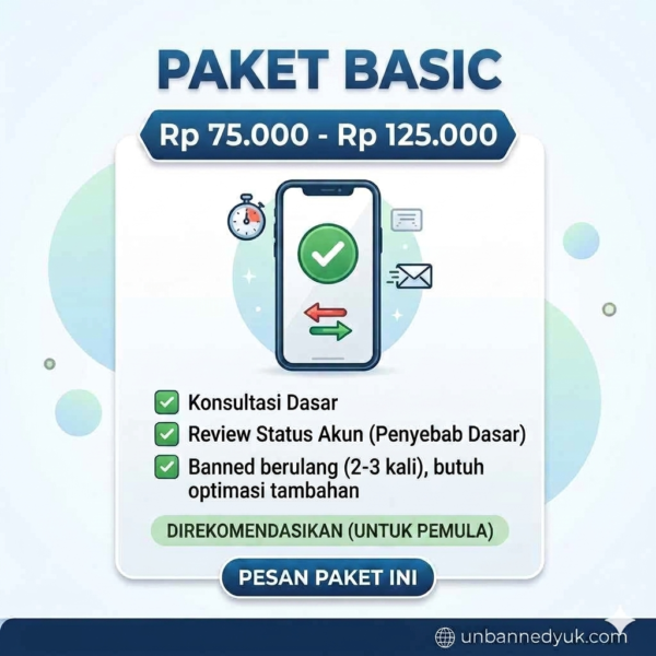 Optimasi Unbanned WhatsApp Spam Banned- Paket Basic DP 50K